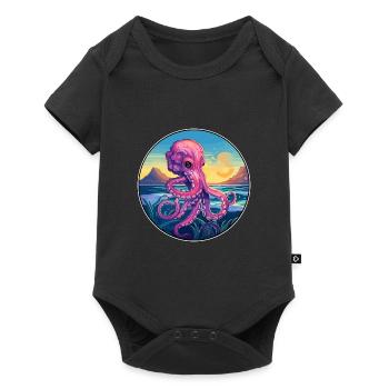 Poulpe coloré aquarelle dessin animé kawaii Animal - Body à manches courtes Premium Bébé - noir - Devant
