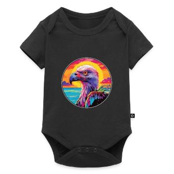 vautour coloré aquarelle dessin animé Kawaii Animal - Body à manches courtes Premium Bébé - noir - Devant