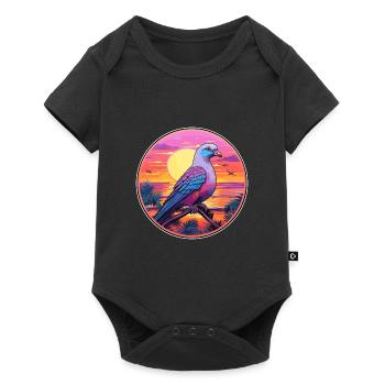 Pigeon Aquarelle Colorée Dessin Animé Kawaii Animal - Body à manches courtes Premium Bébé - noir - Devant