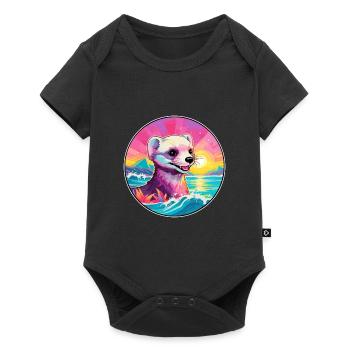 Ferret Colorful Watercolor Cartoon Kawaii Animal - Baby Premium short-sleeve bodysuit - black - Front