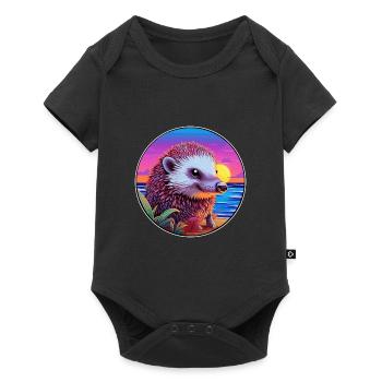 Igel Buntes Aquarell Cartoon Kawaii Tier - Baby Premium Kurzarmbody - Schwarz - Vorne