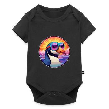 Penguin Colorful Watercolor Cartoon Kawaii Animal - Baby Premium short-sleeve bodysuit - black - Front