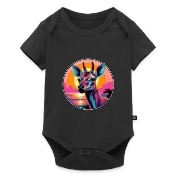 Okapi Colorful Watercolor Cartoon Kawaii Animal - Baby Premium short-sleeve bodysuit - black - Front