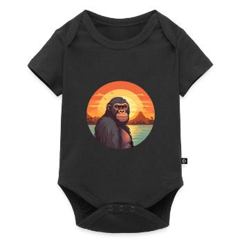 Affe buntes Aquarell Cartoon Kawaii Tier - Baby Premium Kurzarmbody - Schwarz - Vorne