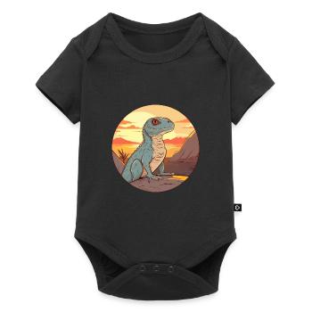 Basilisk Colorful Watercolor Cartoon Kawaii Animal - Baby Premium short-sleeve bodysuit - black - Front