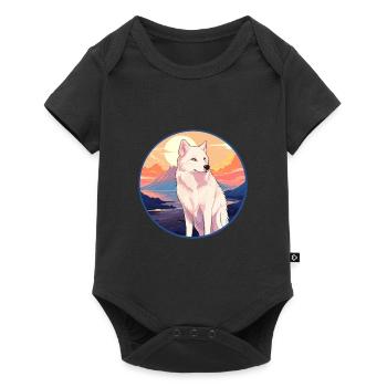 Arctic Wolf Colorful Watercolor Cartoon Kawaii Pet - Baby Premium short-sleeve bodysuit - black - Front