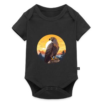 Bussard Buntes Aquarell Cartoon Kawaii Tier - Baby Premium Kurzarmbody - Schwarz - Vorne