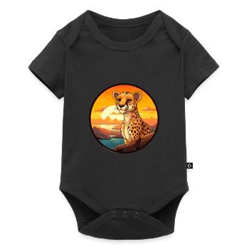 Cheetah Colorful Watercolor Cartoon Kawaii Animal - Baby Premium short-sleeve bodysuit - black - Front