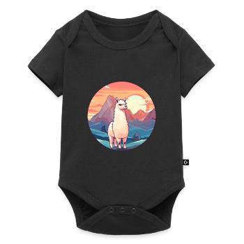 Alpaga Aquarelle Colorée Dessin Animé Kawaii Animal - Body à manches courtes Premium Bébé - noir - Devant