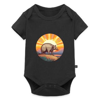 tatou coloré aquarelle dessin animé Kawaii animal de compagnie - Body à manches courtes Premium Bébé - noir - Devant