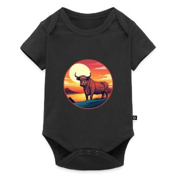 Bull Colorful Watercolor Cartoon Kawaii Animal - Baby Premium short-sleeve bodysuit - black - Front