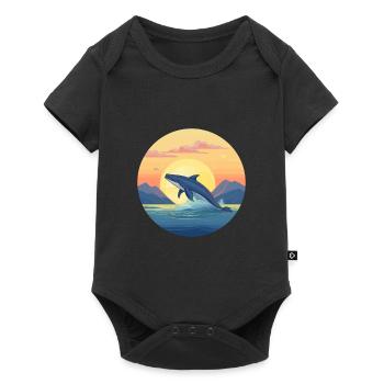 Blue Whale Colorful Watercolor Cartoon Kawaii Pet - Baby Premium short-sleeve bodysuit - black - Front