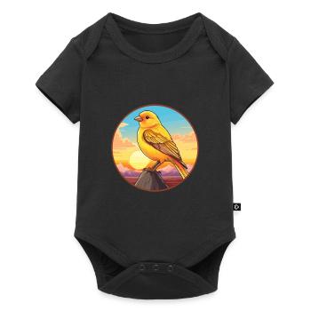 Canari oiseau coloré aquarelle dessin animé kawaii animal de compagnie - Body à manches courtes Premium Bébé - noir - Devant