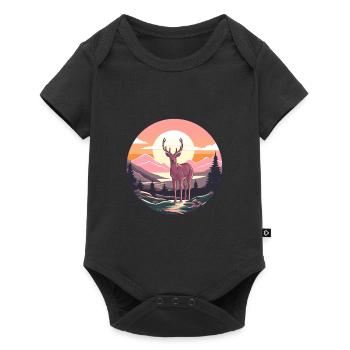 Deer Colorful Watercolor Cartoon Kawaii Animal - Baby Premium short-sleeve bodysuit - black - Front