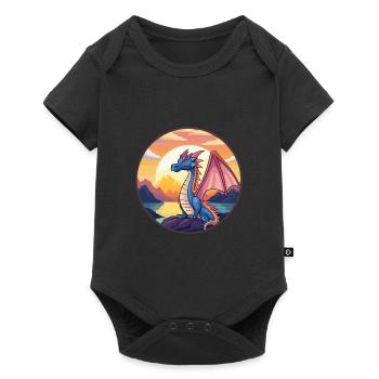 Dragon Colorful Watercolor Cartoon Kawaii Animal - Baby Premium short-sleeve bodysuit - black - Front