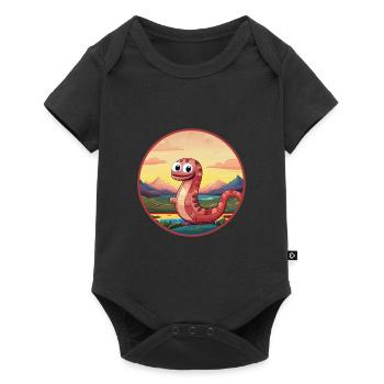 Ver de terre coloré aquarelle dessin animé kawaii animal de compagnie - Body à manches courtes Premium Bébé - noir - Devant