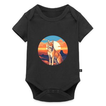 Coyote Colorful Watercolor Cartoon Kawaii Animal - Baby Premium short-sleeve bodysuit - black - Front