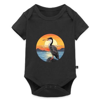 Cormoran aquarelle colorée dessin animé kawaii animal de compagnie - Body à manches courtes Premium Bébé - noir - Devant