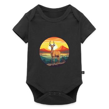 Impala Buntes Aquarell Cartoon Kawaii Tier - Baby Premium Kurzarmbody - Schwarz - Vorne