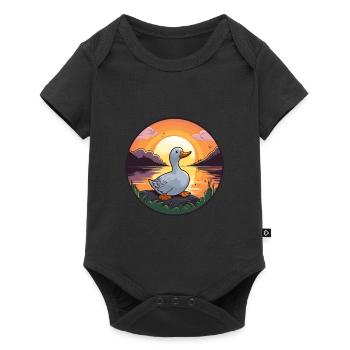 Duck Colorful Watercolor Cartoon Kawaii Animal - Baby Premium short-sleeve bodysuit - black - Front