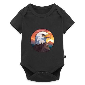 Eagle Colorful Watercolor Cartoon Kawaii Animal - Baby Premium short-sleeve bodysuit - black - Front