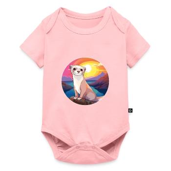 Ferret Colorful Watercolor Cartoon Kawaii Animal - Baby Premium short-sleeve bodysuit - rose - Front