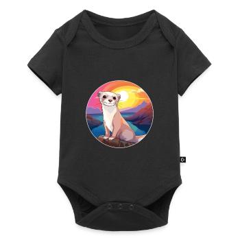 Ferret Colorful Watercolor Cartoon Kawaii Animal - Baby Premium short-sleeve bodysuit - black - Front