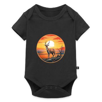 Impala Buntes Aquarell Cartoon Kawaii Tier - Baby Premium Kurzarmbody - Schwarz - Vorne