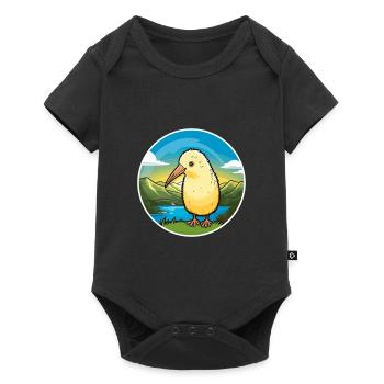Kiwi Vogel Buntes Aquarell Cartoon Kawaii Haustier - Baby Premium Kurzarmbody - Schwarz - Vorne