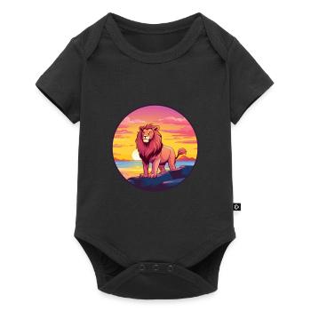 Lion Colorful Watercolor Cartoon Kawaii Animal - Baby Premium short-sleeve bodysuit - black - Front