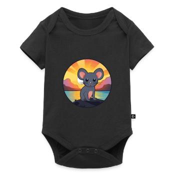 Mouse Colorful Watercolor Cartoon Kawaii Animal - Baby Premium short-sleeve bodysuit - black - Front