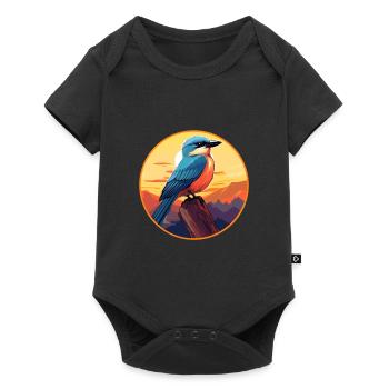 Jay Bird Colorful Watercolor Cartoon Kawaii Animal - Baby Premium short-sleeve bodysuit - black - Front