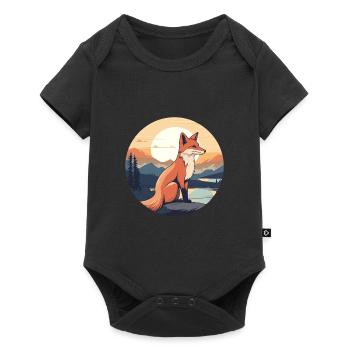 Fox Colorful Watercolor Cartoon Kawaii Animal - Baby Premium short-sleeve bodysuit - black - Front