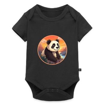 Panda Colorful Watercolor Cartoon Kawaii Animal - Baby Premium short-sleeve bodysuit - black - Front