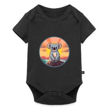 Koala Buntes Aquarell Cartoon Kawaii Tier - Baby Premium Kurzarmbody - Schwarz - Vorne