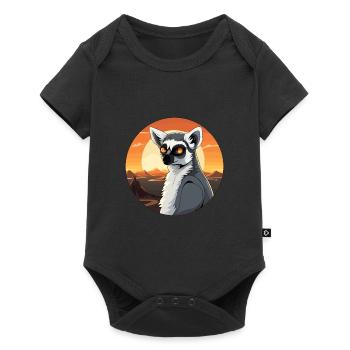 Lemur Colorful Watercolor Cartoon Kawaii Animal - Baby Premium short-sleeve bodysuit - black - Front