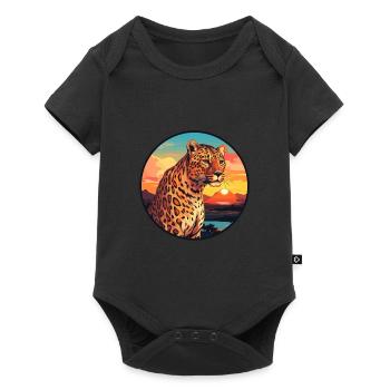 Leopard Colorful Watercolor Cartoon Kawaii Animal - Baby Premium short-sleeve bodysuit - black - Front