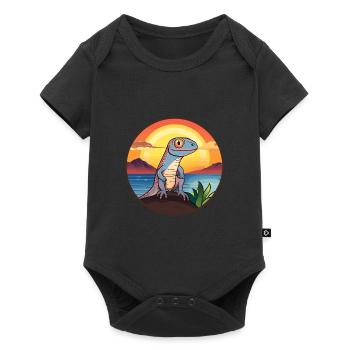 Lizard Colorful Watercolor Cartoon Kawaii Animal - Baby Premium short-sleeve bodysuit - black - Front