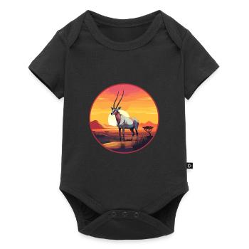 Oryx Aquarelle Colorée Dessin Animé Kawaii Animal - Body à manches courtes Premium Bébé - noir - Devant