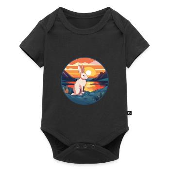 Rabbit Colorful Watercolor Cartoon Kawaii Animal - Baby Premium short-sleeve bodysuit - black - Front