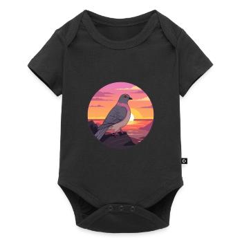 Pigeon Aquarelle Colorée Dessin Animé Kawaii Animal - Body à manches courtes Premium Bébé - noir - Devant