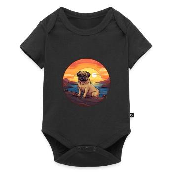 Pug Dog Colorful Watercolor Cartoon Kawaii Animal - Baby Premium short-sleeve bodysuit - black - Front