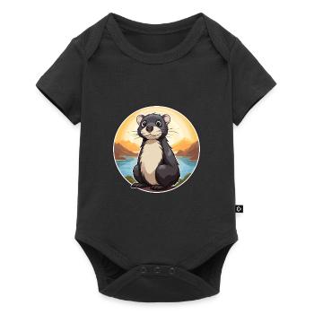 Skunk Aquarelle Colorée Dessin Animé Kawaii Animal - Body à manches courtes Premium Bébé - noir - Devant