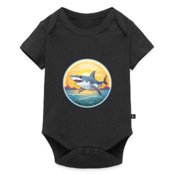 Requin Aquarelle Colorée Dessin Animé Kawaii Animal - Body à manches courtes Premium Bébé - noir - Devant