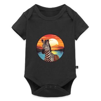 Zebra buntes Aquarell Cartoon Kawaii Tier - Baby Premium Kurzarmbody - Schwarz - Vorne