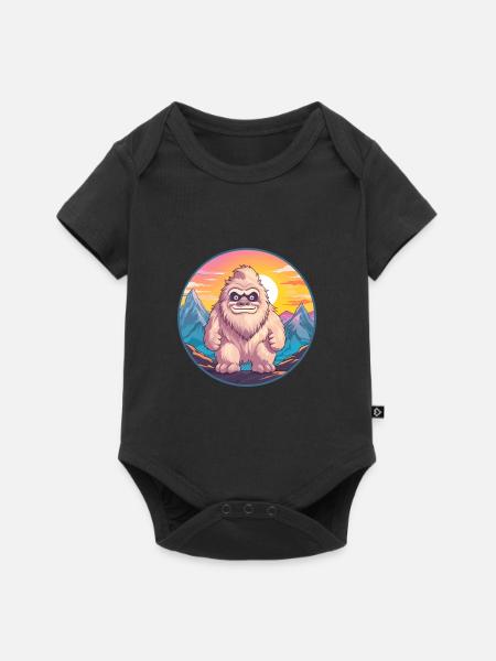 Yeti Buntes Aquarell Cartoon Kawaii Tier - Baby Premium Kurzarmbody - Schwarz