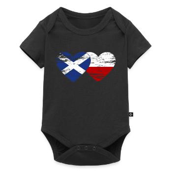 Ecosse Pologne drapeau coeur utilisé - Body à manches courtes Premium Bébé - noir - Devant
