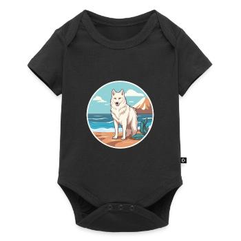 Arctic Wolf Watercolor Cartoon Kawaii Clipart Pet - Baby Premium short-sleeve bodysuit - black - Front