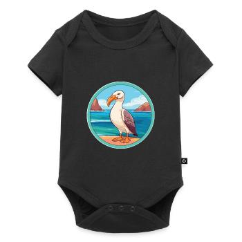 Albatross Watercolor Cartoon Kawaii Clipart Animal - Baby Premium short-sleeve bodysuit - black - Front