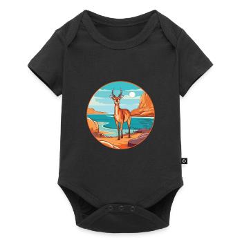 Antelope Watercolor Cartoon Kawaii Clipart Animal - Baby Premium short-sleeve bodysuit - black - Front